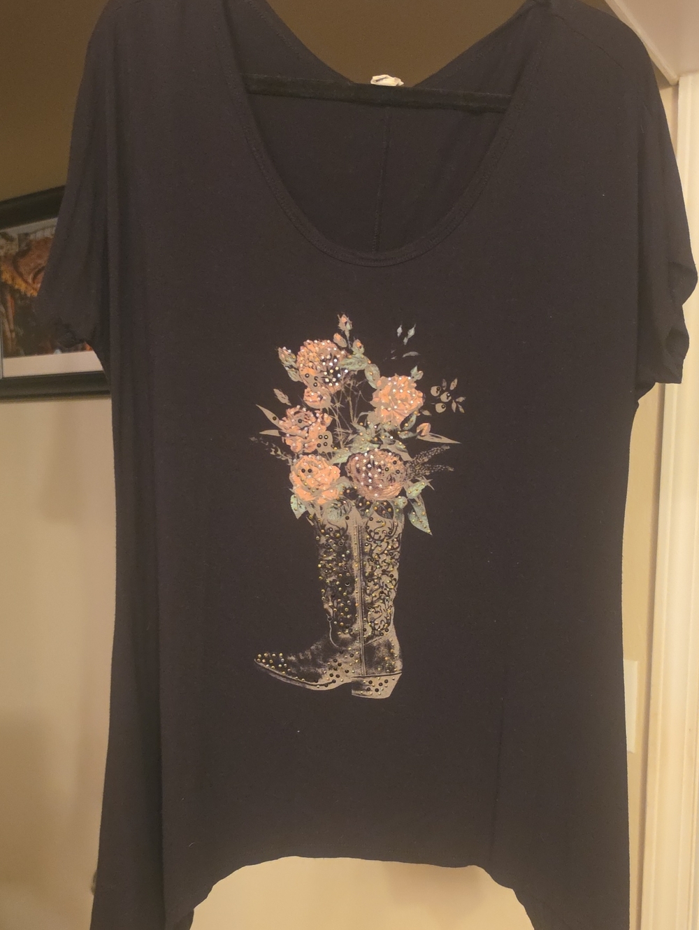Liberty Black Top with Red & Blue Flag Tag